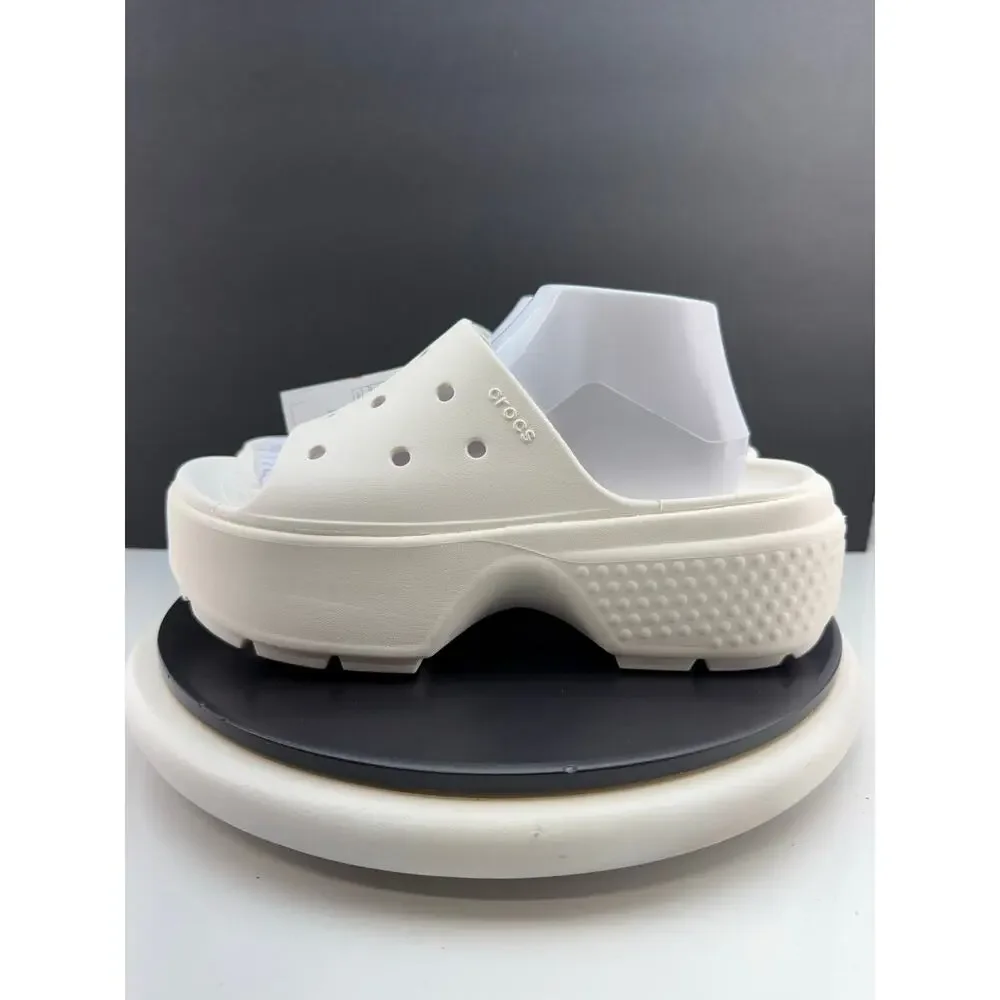 Crocs Stomp Slide Womens Size 9 White Platform Slip On Sandals‎ Shoes 209346-0VV